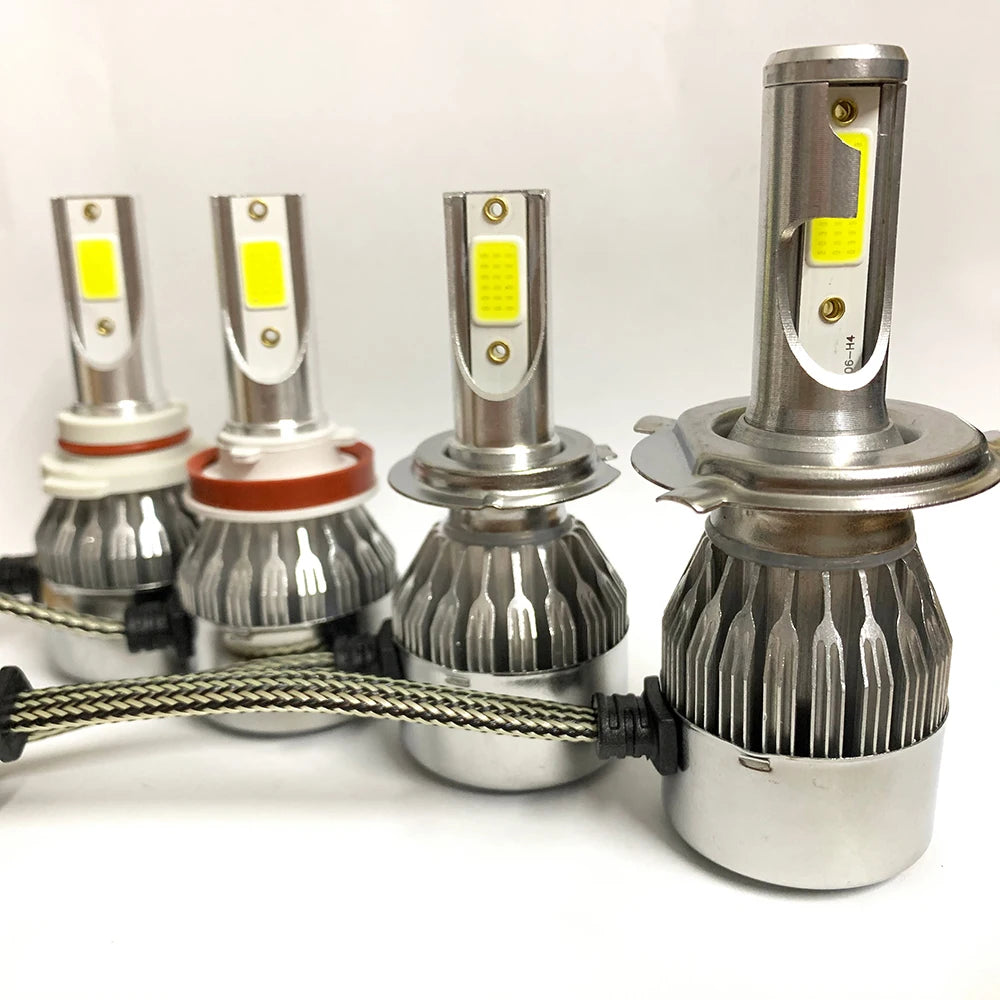 2x H7 LED H11 H4 Hi/Lo H1 H3 H8 HB1 HB3 HB4 HB5 HIR2 H13 H27 9005 9006 Car Headlight Bulbs 3000K 6000K 8000K COB C6 car lights