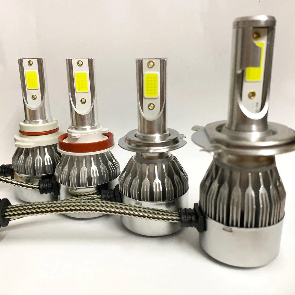 2x H7 LED H11 H4 Hi/Lo H1 H3 H8 HB1 HB3 HB4 HB5 HIR2 H13 H27 9005 9006 Car Headlight Bulbs 3000K 6000K 8000K COB C6 car lights