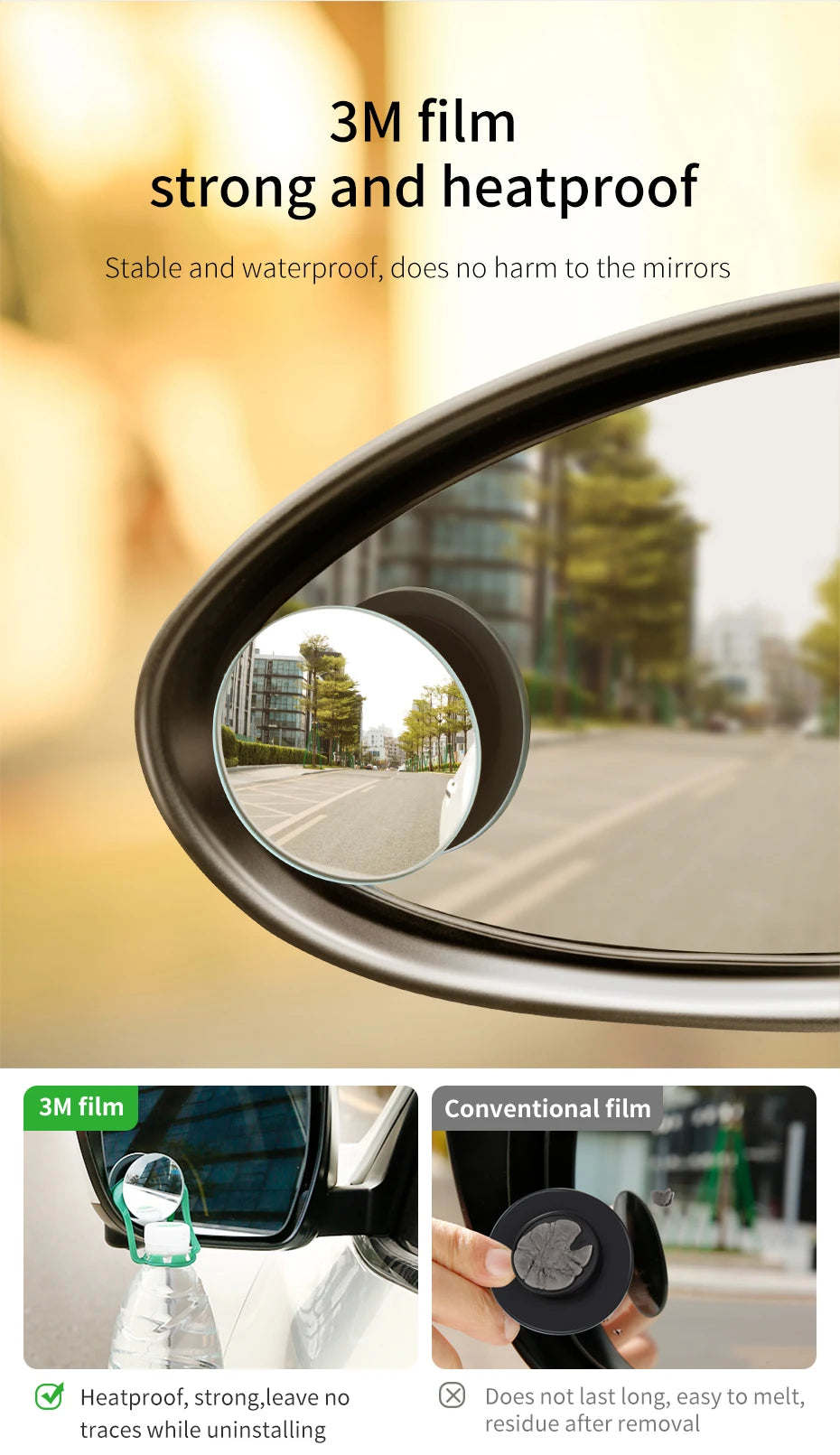 Baseus 360 Degree Universal Blind Spot Mirror For Car HOT Sale Frameless Wide Angle Telescopic Inspection Parking Mirror