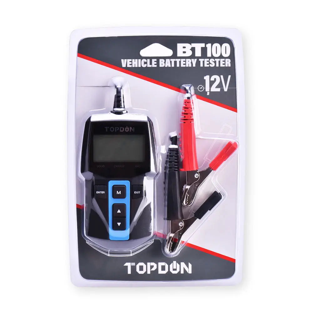 TOPDON BT100 12V Car Battery Tester Digital Automotive Diagnostic Battery Tester Analyzer Vehicle Cranking Charging Scanner Tool