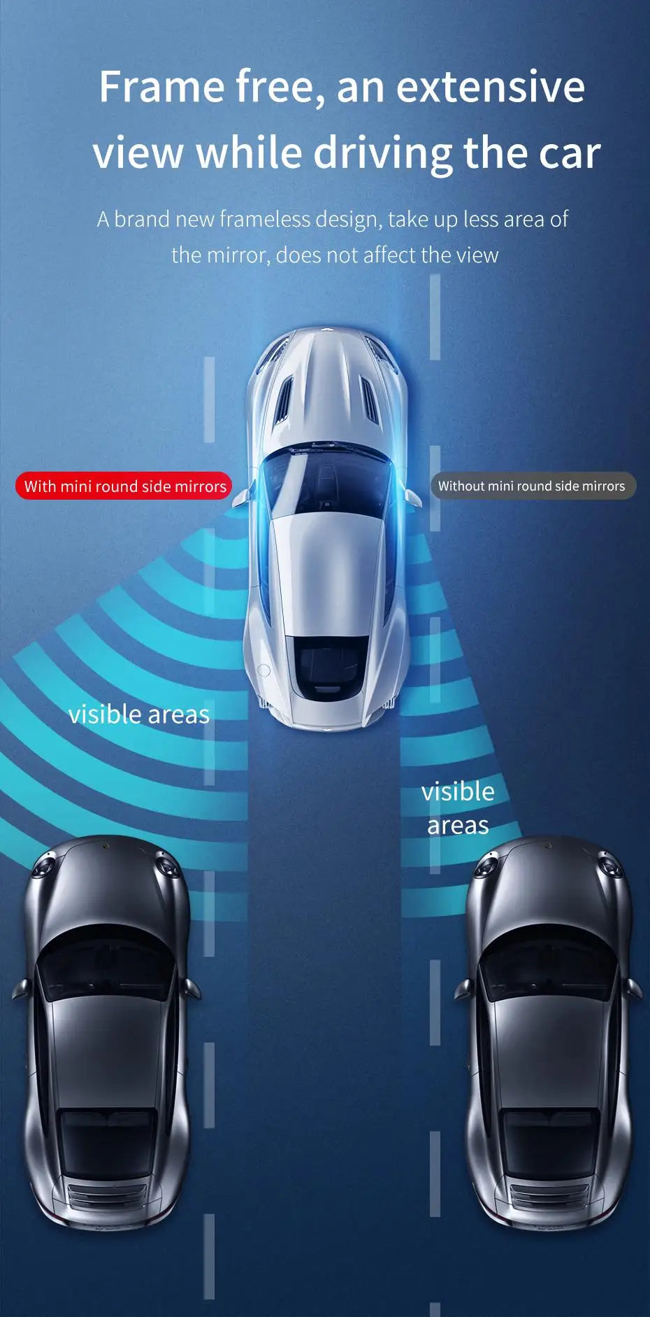 Baseus 360 Degree Universal Blind Spot Mirror For Car HOT Sale Frameless Wide Angle Telescopic Inspection Parking Mirror