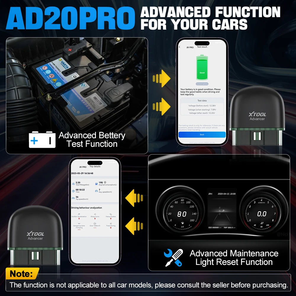 XTOOL AD20PRO OBD2 Code Reader Full System Car Diagnostic Tool Oil Reset & Battery Test AD20 pro OBD2 Bluetooth Scanner