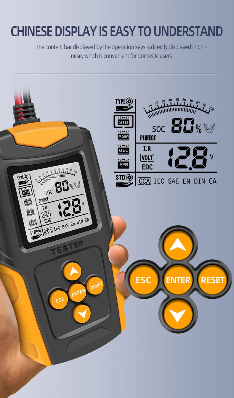 Digital Car Battery Analyzer Diagnostic Tool CCA Internal Resistance Tester Charging Scanner Car Battery Tester Capacity 12V 24V