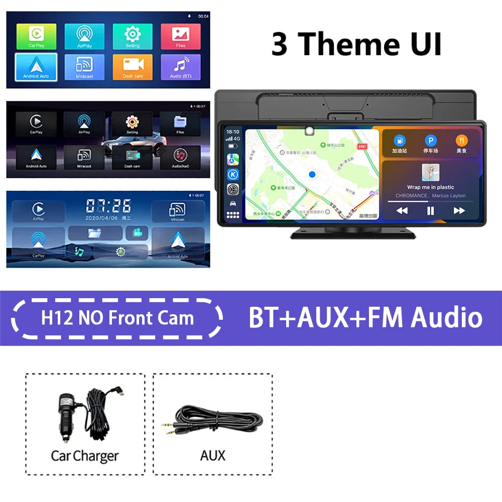 10.26" 4K Dash Cam ADAS Wireless Carplay & Android Auto Car DVR 5G WiFi GPS Navigation Rearview Camera Dashboard Video Recorder