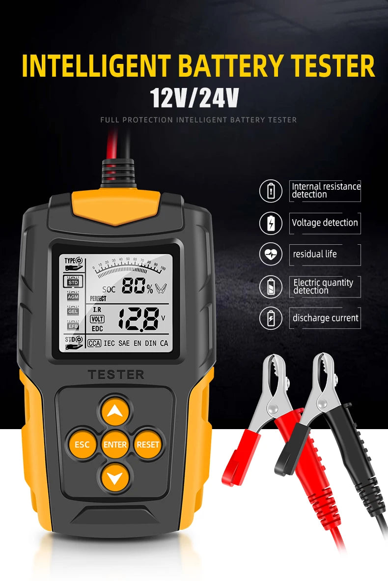 Digital Car Battery Analyzer Diagnostic Tool CCA Internal Resistance Tester Charging Scanner Car Battery Tester Capacity 12V 24V