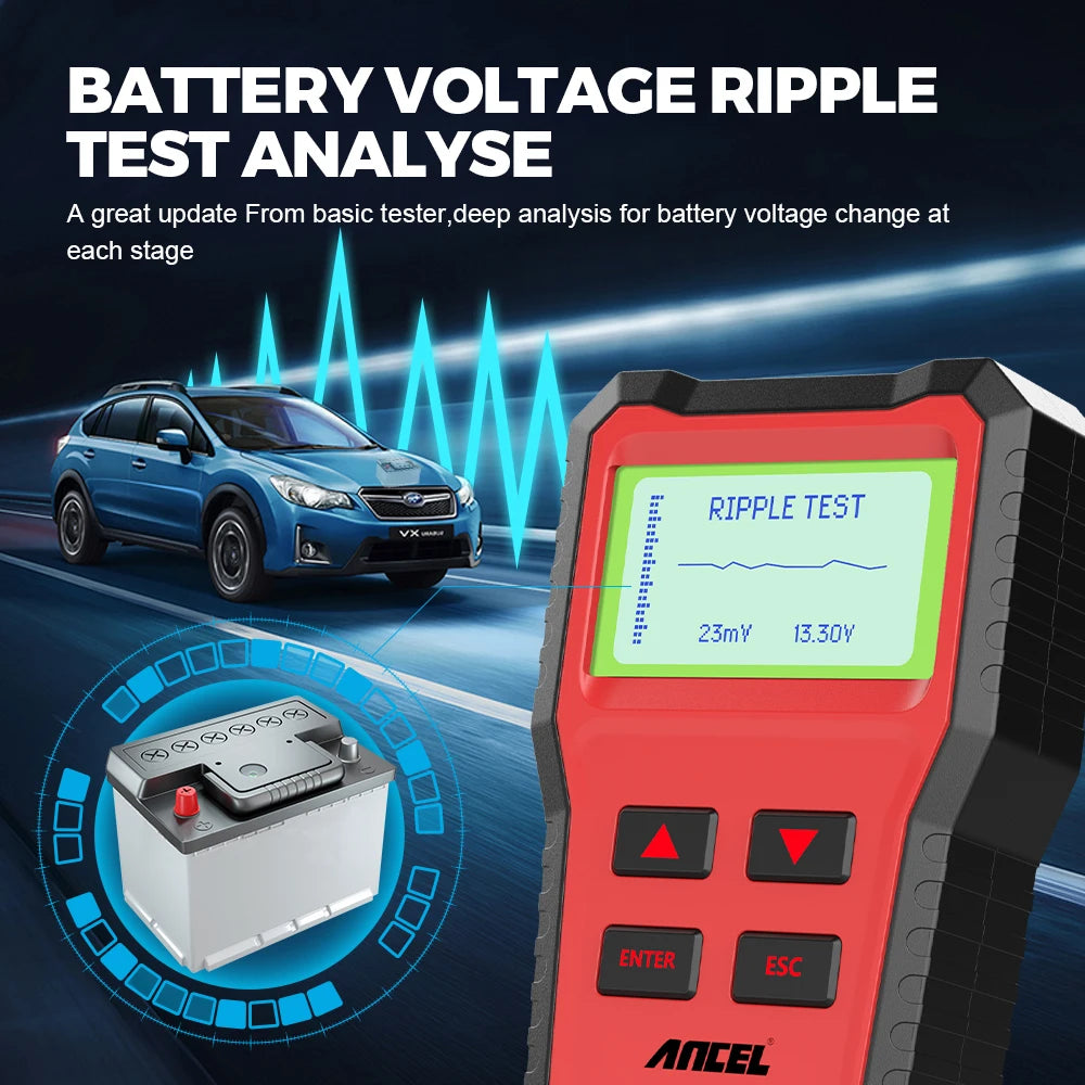 ANCEL BST100 Car Battery Tester 12V Battery Analyzer Multilingual Cranking Charging Circut Test Auto Diagnostic Tools PK BM550