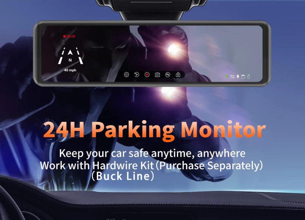 11.26" 4K 2160P Car Dvr Carplay Android Auto Dash Cam GPS WIFI BT FM Stream Rear View Mirror Dashcam Dvrs Camera Drive Recorder