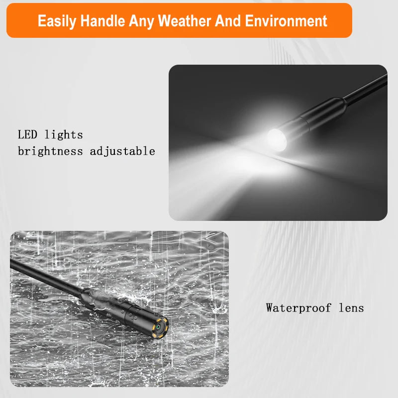 Industrial Endoscope Camera 4.3Inch Screen HD1080P USB 8MM Lens 8 LEDs 1M-100M Car Pipe Inspection Borescope Camera Waterproof