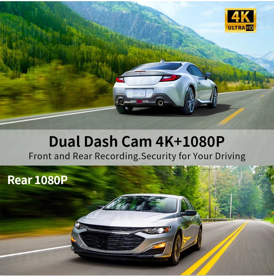 10.26" 4K Dash Cam Carplay Android Auto GPS 5G WIFI FM BT Car Dvr 360 ° Rotation Dual Lens Dashcam Truck Camera Drive Recorder