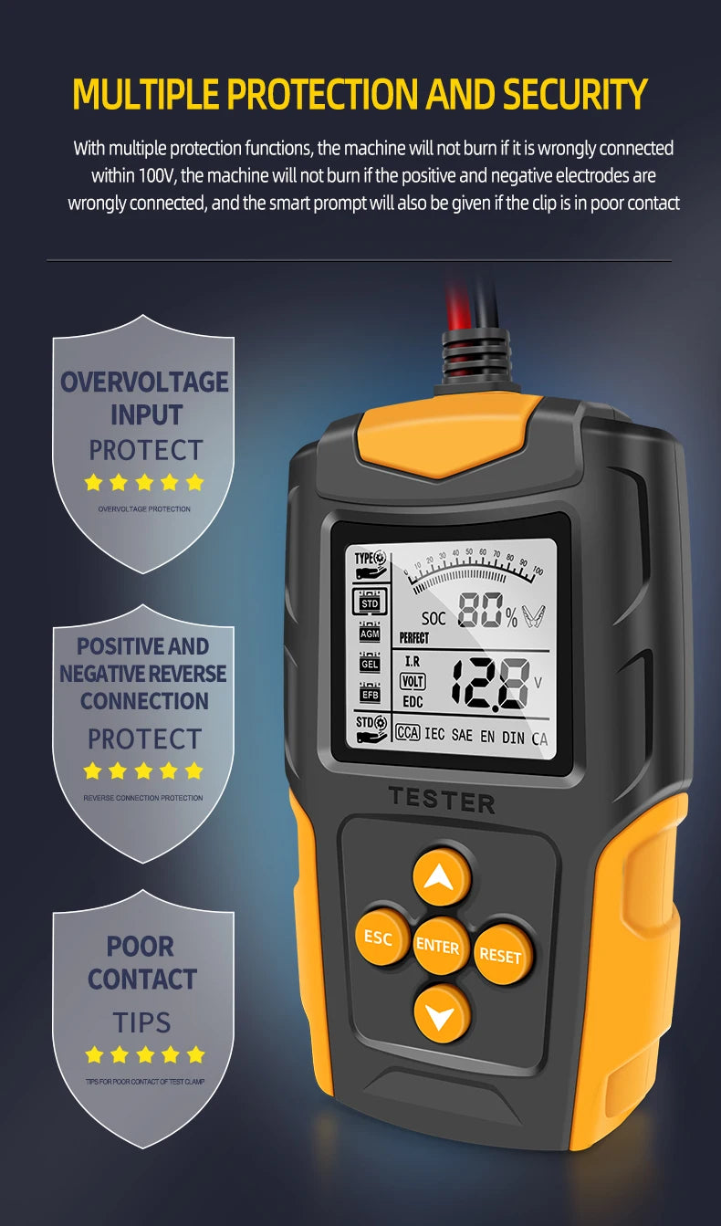 Digital Car Battery Analyzer Diagnostic Tool CCA Internal Resistance Tester Charging Scanner Car Battery Tester Capacity 12V 24V