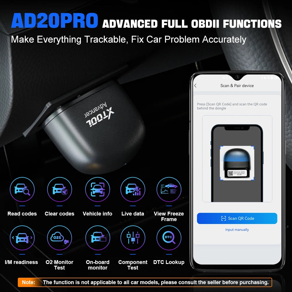 XTOOL AD20PRO OBD2 Code Reader Full System Car Diagnostic Tool Oil Reset & Battery Test AD20 pro OBD2 Bluetooth Scanner