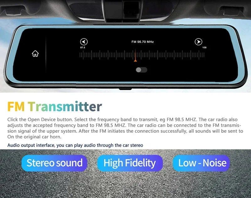4K Car Rearview Mirror Dash Cam Wireless CarPlay Android Auto GPS Night Vision Video Camera Loop Recording 5G WiFi Parking Mode