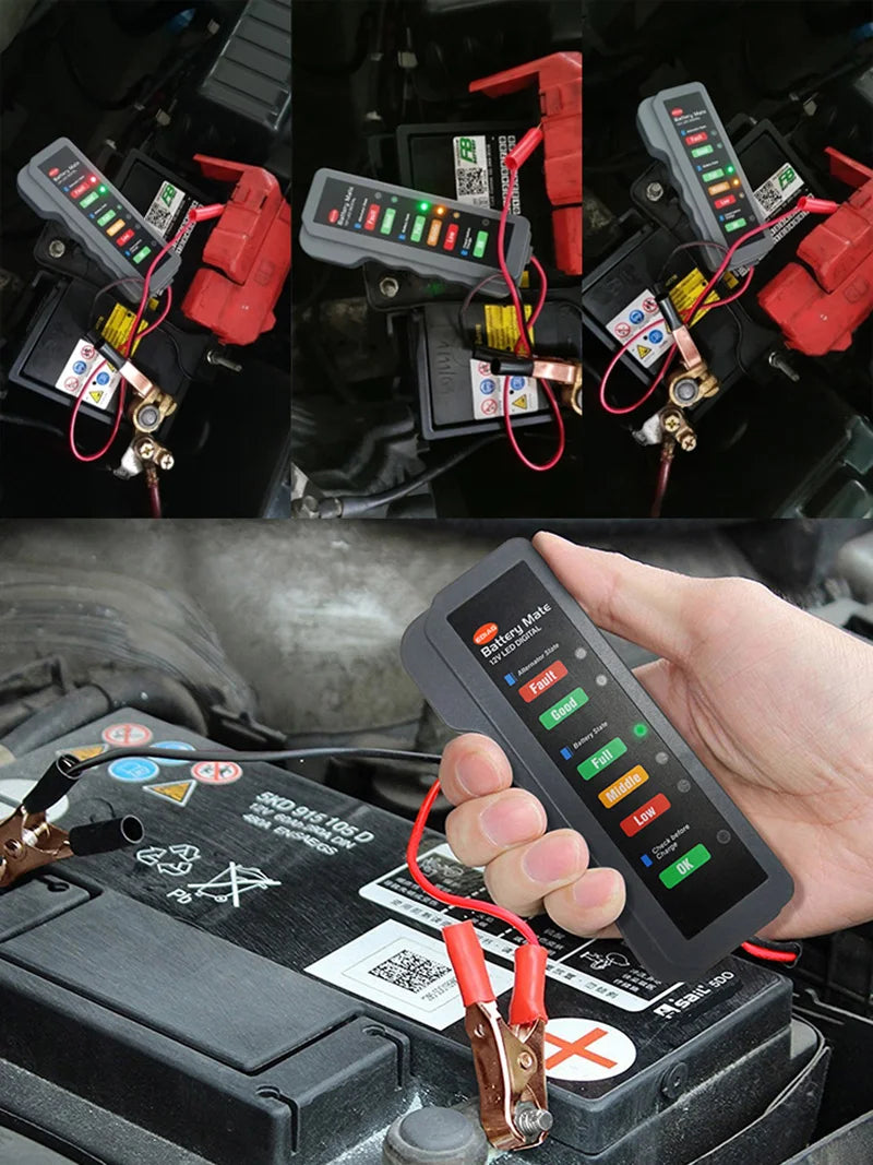 Mini 12V Car Battery Tester Digital Alternator Tester 6 LED Lights Display Car Diagnostic Tool Auto Battery Tester Analyzer