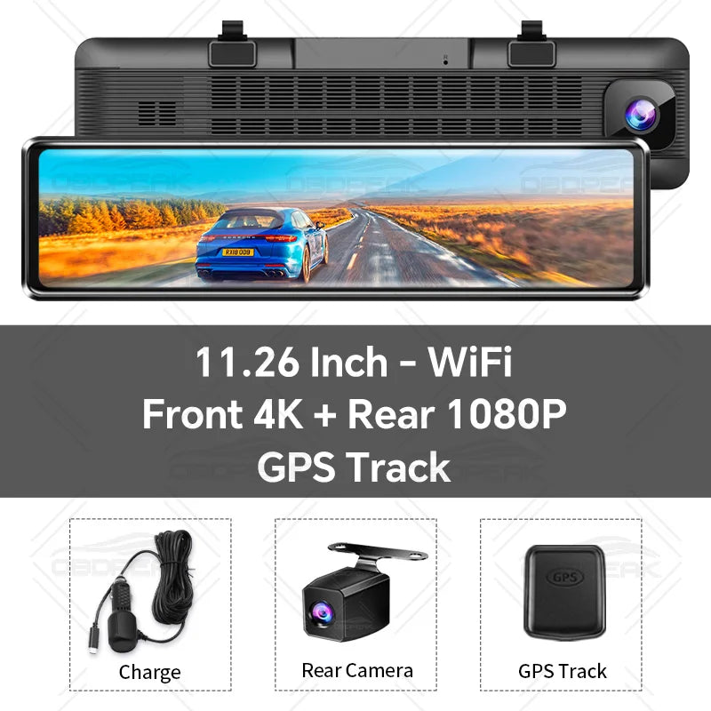 NEW H6 Dashcam 4K GPS WIFI Touch 11.26 Inch Night Vision Car DVR Dash Cam Black box Video recorder Camera Rear View Mirror