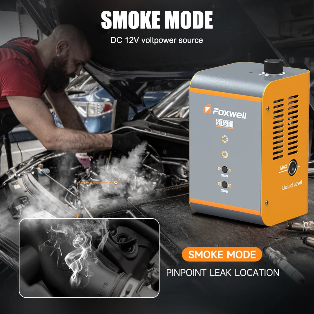 FOXWELL SD201 12V Car Smoke Leak EVAP Smoke Leak Tester Machine Vacuum Fuel Pipe Oil Leakage Detector Auto Diagnostic Tools