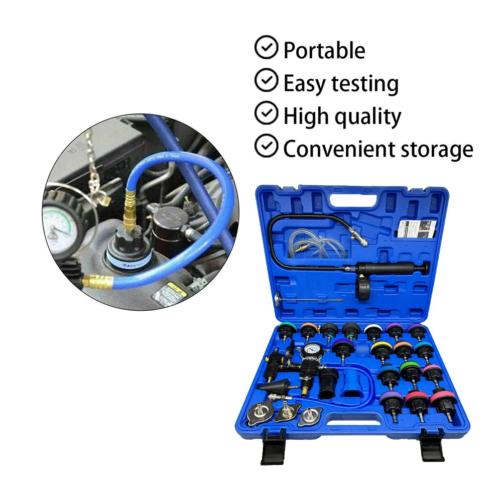 Podofo 28Pcs Universal Radiator Pressure Tester Set Vacuum Type Cooling System Tester Water Tank Leak Detection Detector Tool