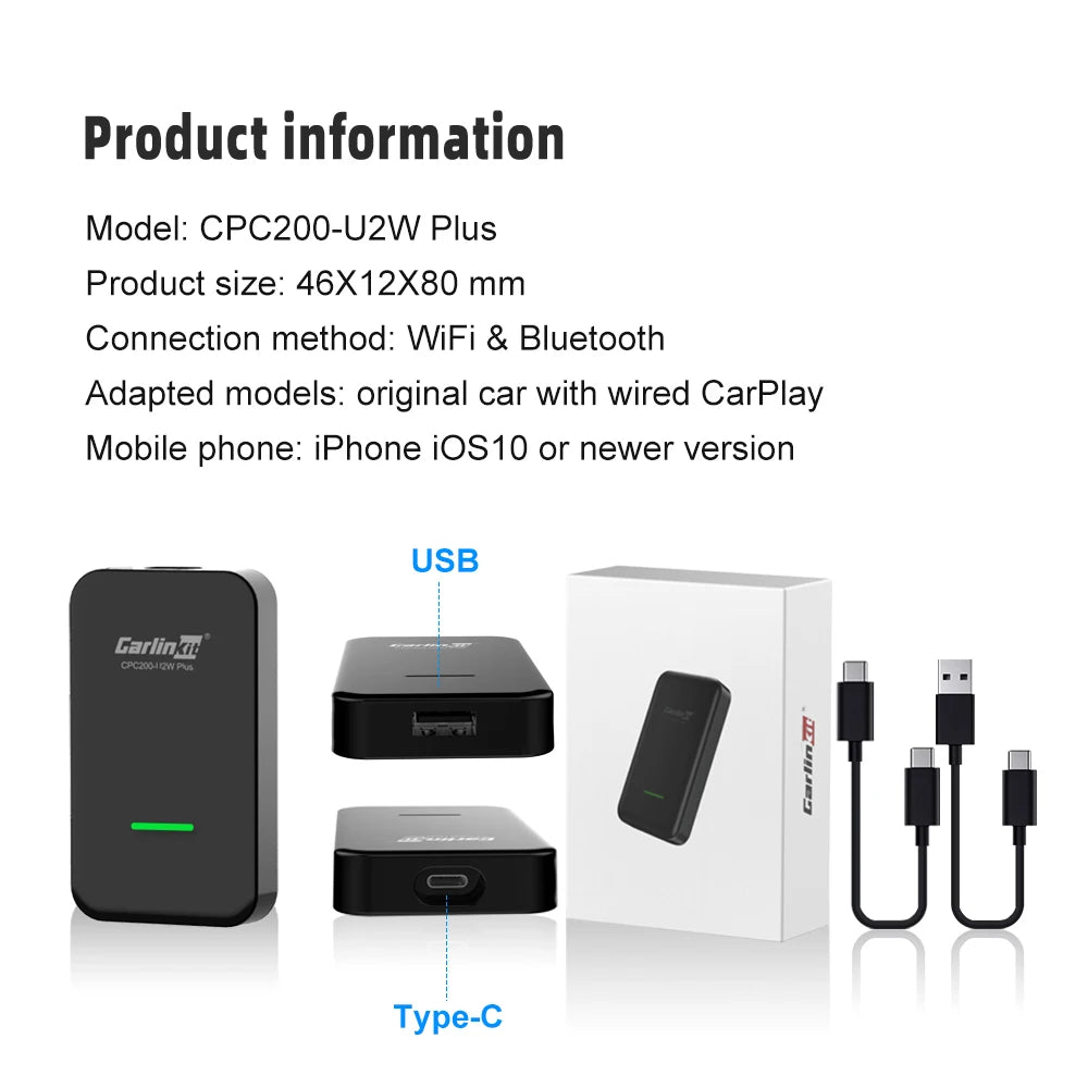 Carlinkit 5.0 4.0 3.0 Carplay Wireless Adapter Wired To Wireless Apple Car Play Box for Pioneer Sphda120 AVH- Android Multimedia