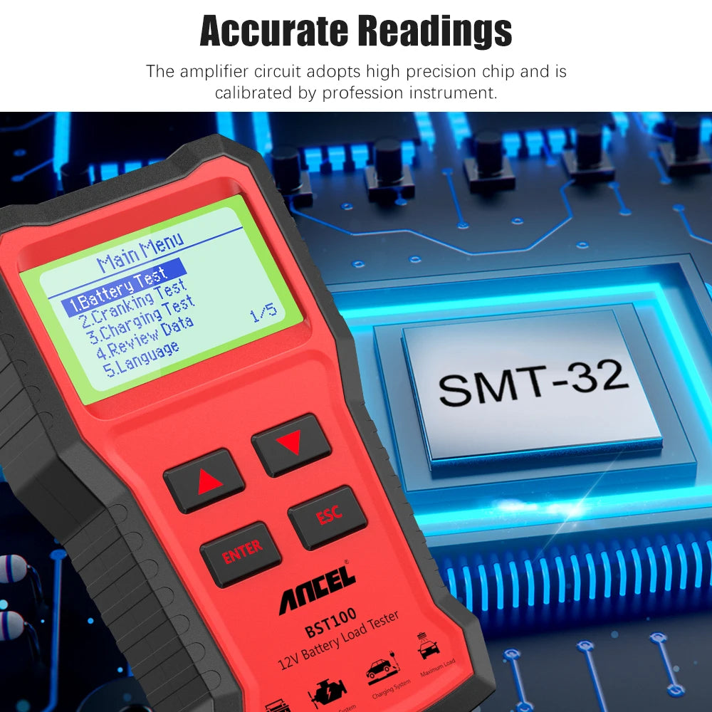 ANCEL BST100 Car Battery Tester 12V Battery Analyzer Multilingual Cranking Charging Circut Test Auto Diagnostic Tools PK BM550