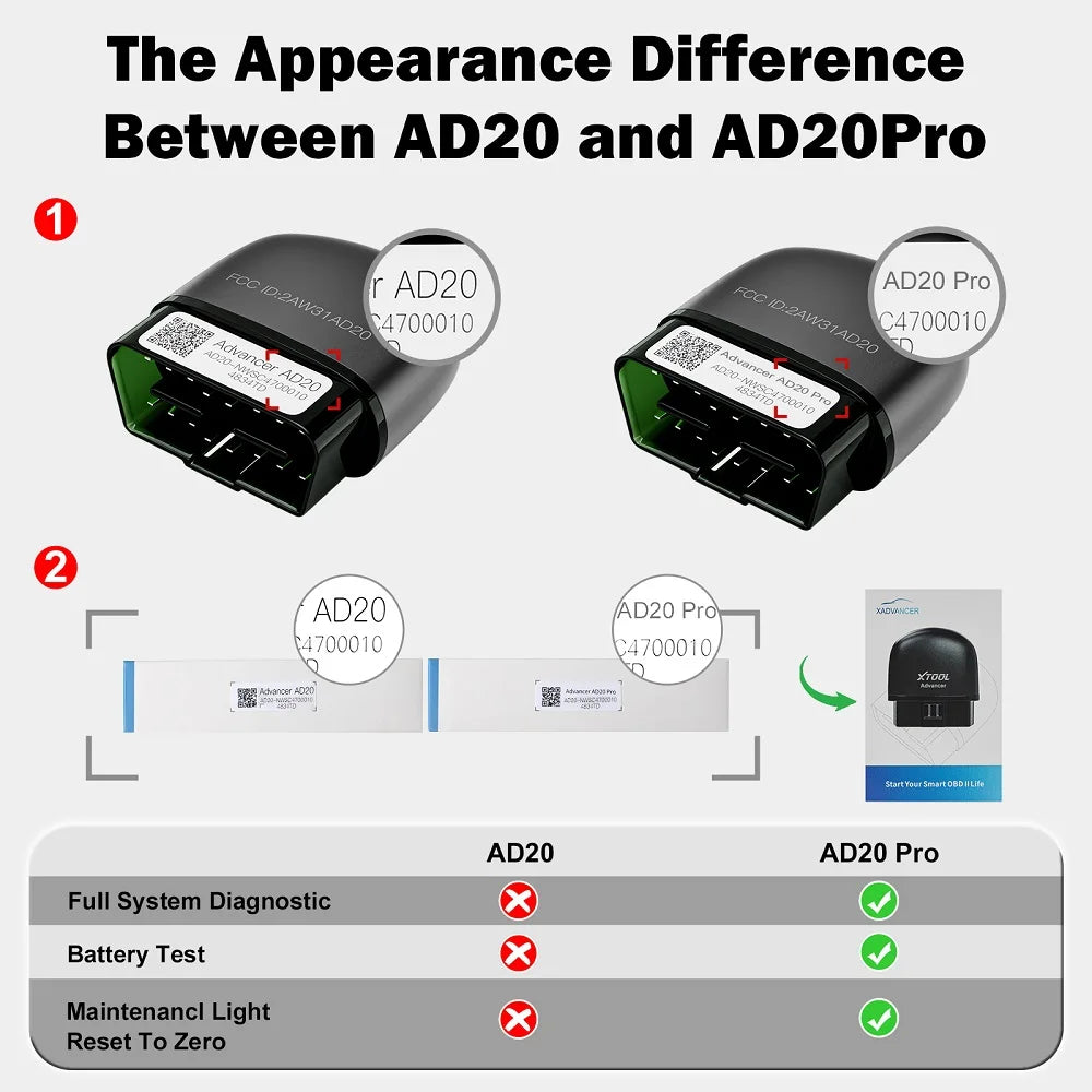 XTOOL AD20PRO OBD2 Code Reader Full System Car Diagnostic Tool Oil Reset & Battery Test AD20 pro OBD2 Bluetooth Scanner