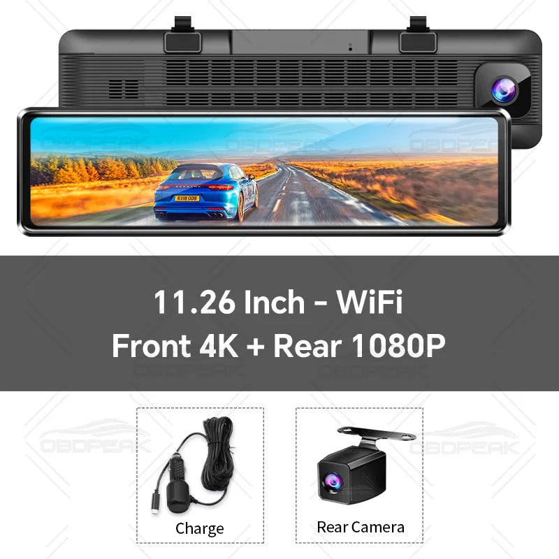 NEW H6 Dashcam 4K GPS WIFI Touch 11.26 Inch Night Vision Car DVR Dash Cam Black box Video recorder Camera Rear View Mirror