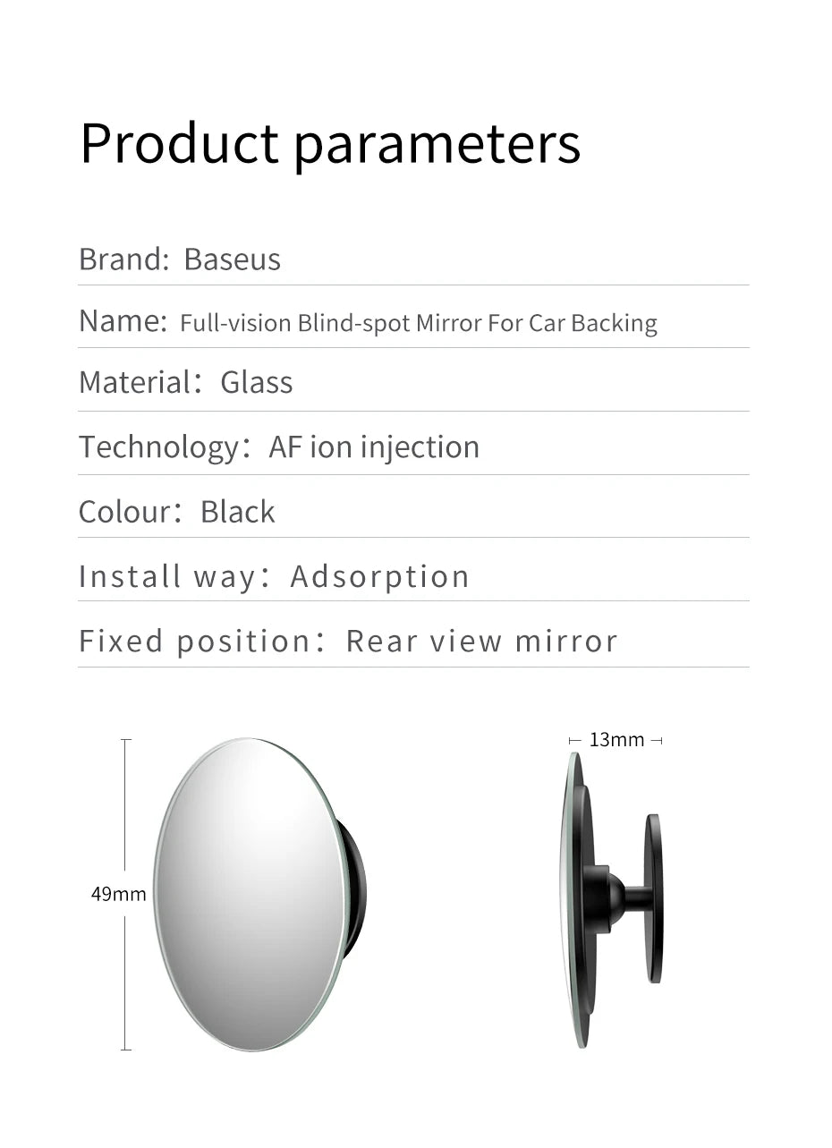 Baseus 360 Degree Universal Blind Spot Mirror For Car HOT Sale Frameless  Wide Angle Telescopic Inspection Parking Mirror