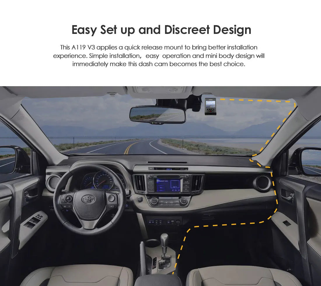 VIOFO A119 V3 2K 60fps Car Dash Cam Super Night Vision Quad HD 2560 * 1600P Car DVR with Parking Mode G-sensor optional GPS