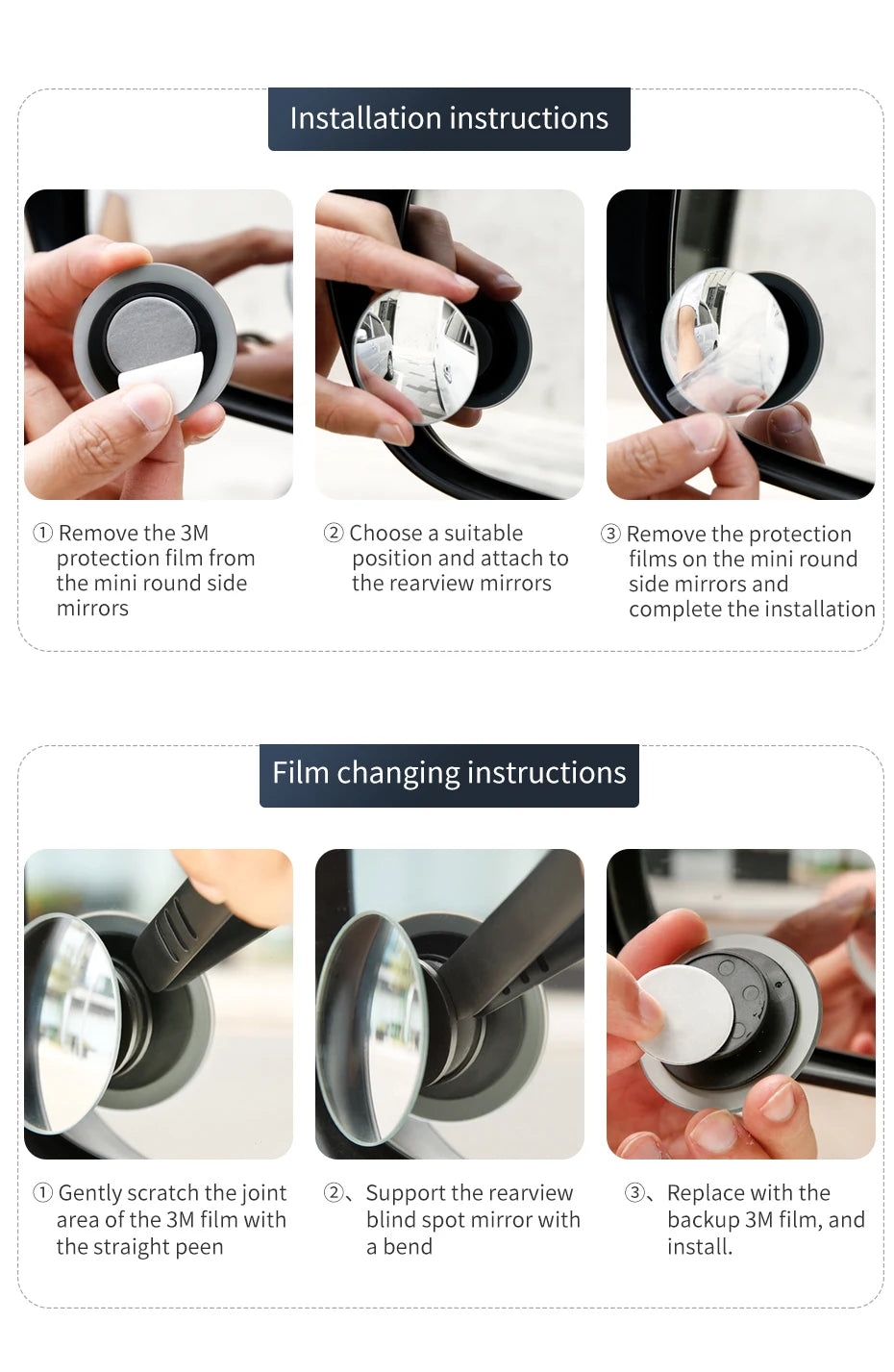 Baseus 360 Degree Universal Blind Spot Mirror For Car HOT Sale Frameless  Wide Angle Telescopic Inspection Parking Mirror