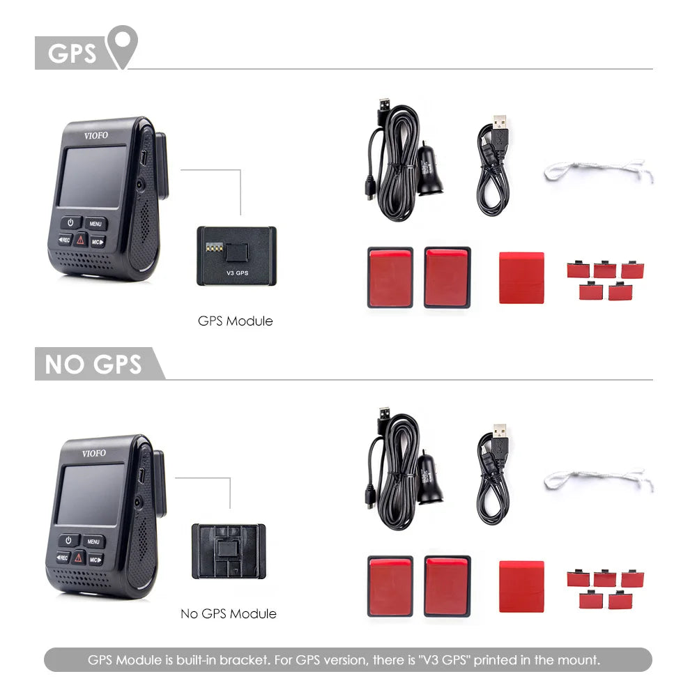 VIOFO A119 V3 2K 60fps Car Dash Cam Super Night Vision Quad HD 2560 * 1600P Car DVR with Parking Mode G-sensor optional GPS