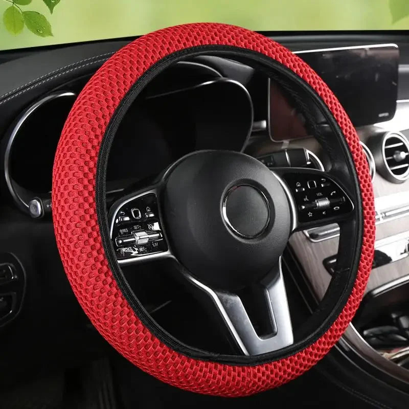Summer Four Seasons Breathable Massage Comfortable Mesh Cloth Car Steering Wheel Cover Car Accessories For All Cars