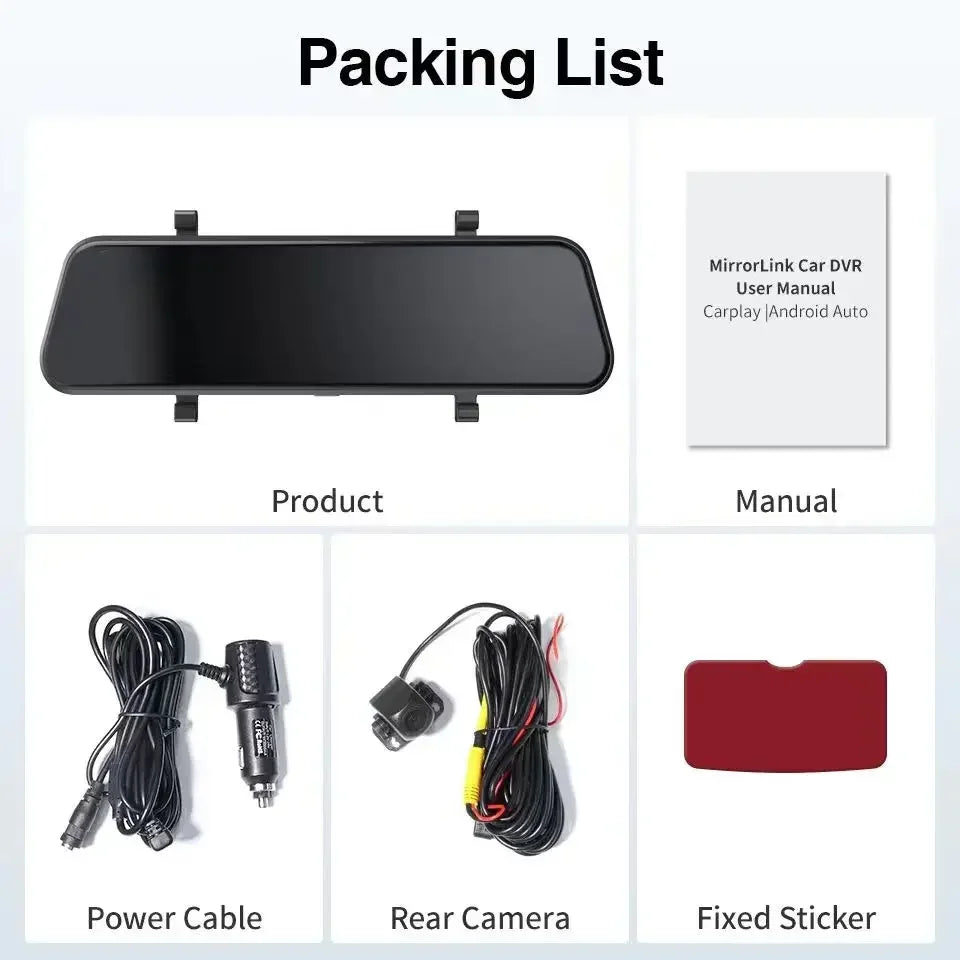 4K Car Rearview Mirror Dash Cam Wireless CarPlay Android Auto GPS Night Vision Video Camera Loop Recording 5G WiFi Parking Mode
