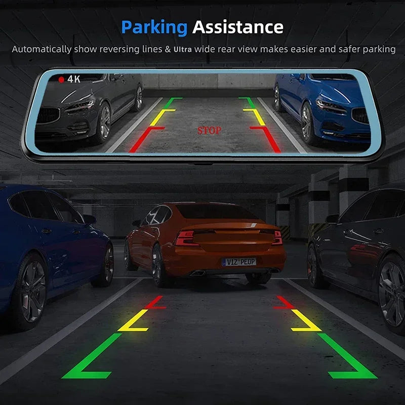 4K Car Rearview Mirror Dash Cam Wireless CarPlay Android Auto GPS Night Vision Video Camera Loop Recording 5G WiFi Parking Mode