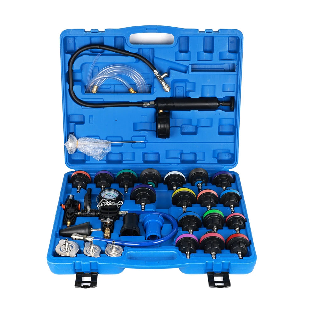Podofo 28Pcs Universal Radiator Pressure Tester Set Vacuum Type Cooling System Tester Water Tank Leak Detection Detector Tool