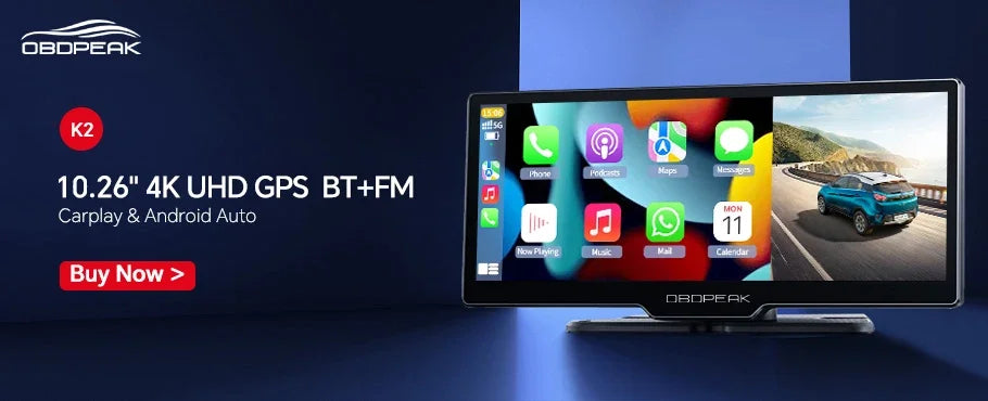 K4 11.26 Inch Carplay & Android Auto 4K 2160P Wifi Dash Cam Rearview Mirror Car DVR GPS Navigation Video Recorder Dual Lens