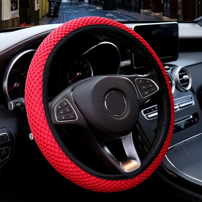 Summer Four Seasons Breathable Massage Comfortable Mesh Cloth Car Steering Wheel Cover Car Accessories For All Cars