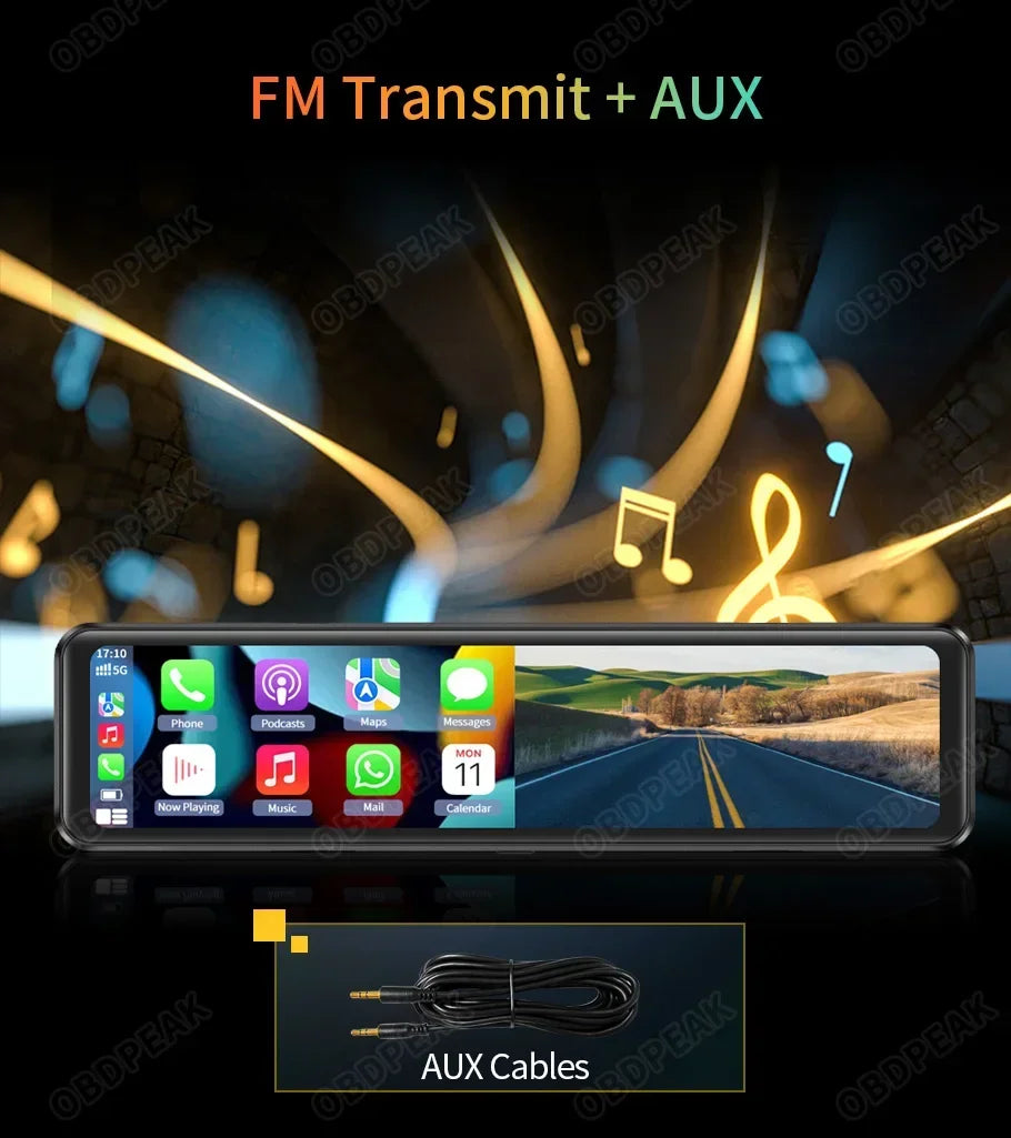 K4 11.26 Inch Carplay & Android Auto 4K 2160P Wifi Dash Cam Rearview Mirror Car DVR GPS Navigation Video Recorder Dual Lens