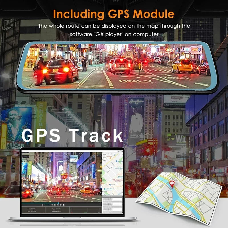 4K Car Rearview Mirror Dash Cam Wireless CarPlay Android Auto GPS Night Vision Video Camera Loop Recording 5G WiFi Parking Mode