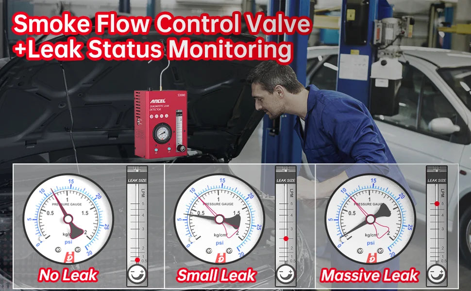 ANCEL S3000 Car Smoke Leak Detector With Air Pump 12V EVAP Diagnostic Tool Vacuum Tester Fuel Pipe Leakage Locator for Motocycle