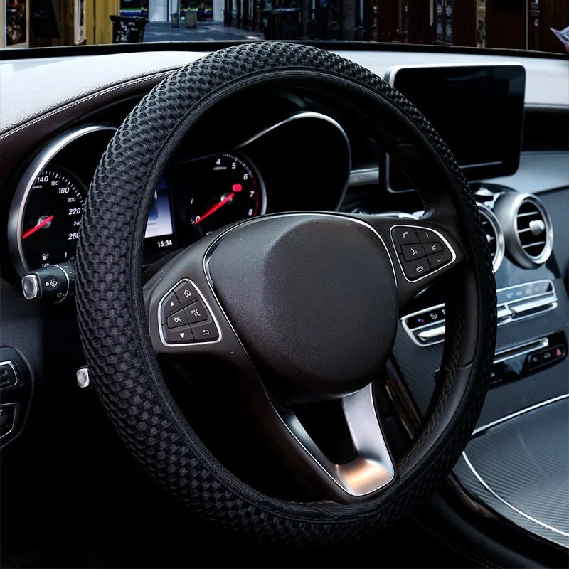 Summer Four Seasons Breathable Massage Comfortable Mesh Cloth Car Steering Wheel Cover Car Accessories For All Cars