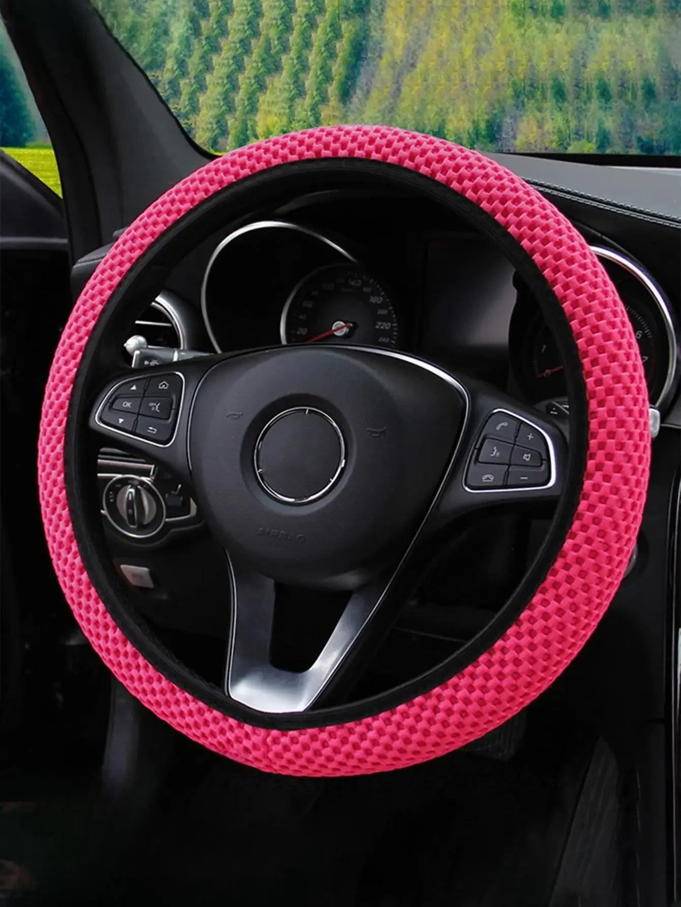 Summer Four Seasons Breathable Massage Comfortable Mesh Cloth Car Steering Wheel Cover Car Accessories For All Cars