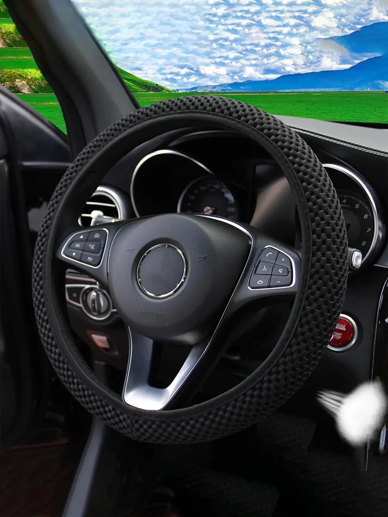 Summer Four Seasons Breathable Massage Comfortable Mesh Cloth Car Steering Wheel Cover Car Accessories For All Cars