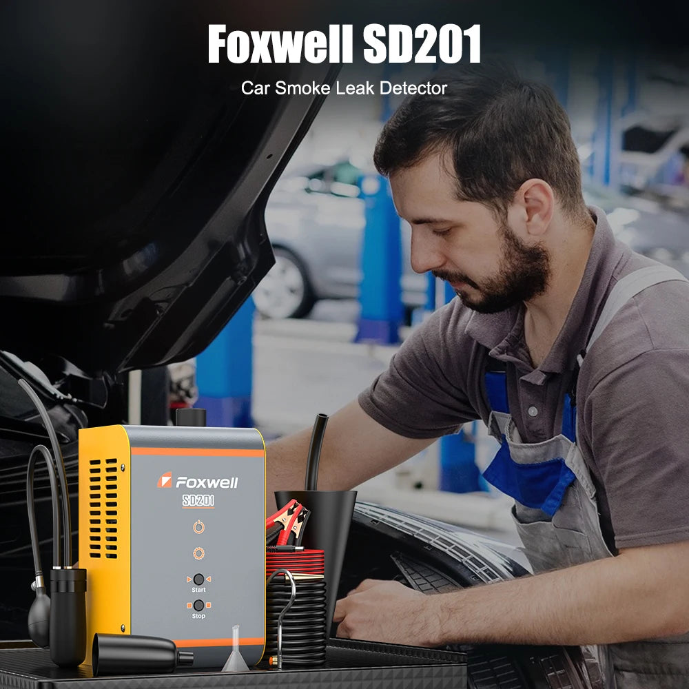 FOXWELL SD201 12V Car Smoke Leak EVAP Smoke Leak Tester Machine Vacuum Fuel Pipe Oil Leakage Detector Auto Diagnostic Tools