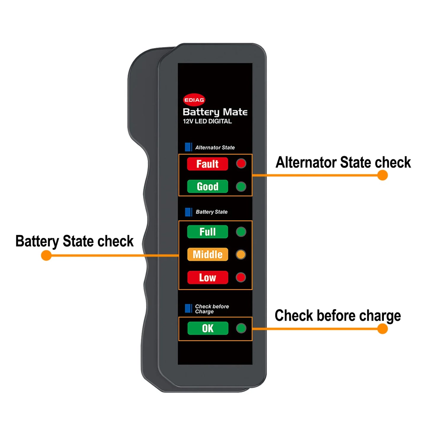 Mini 12V Car Battery Tester Digital Alternator Tester 6 LED Lights Display Car Diagnostic Tool Auto Battery Tester Analyzer