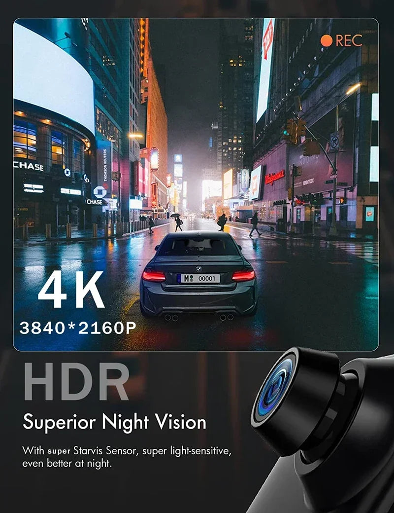 4K Car Rearview Mirror Dash Cam Wireless CarPlay Android Auto GPS Night Vision Video Camera Loop Recording 5G WiFi Parking Mode