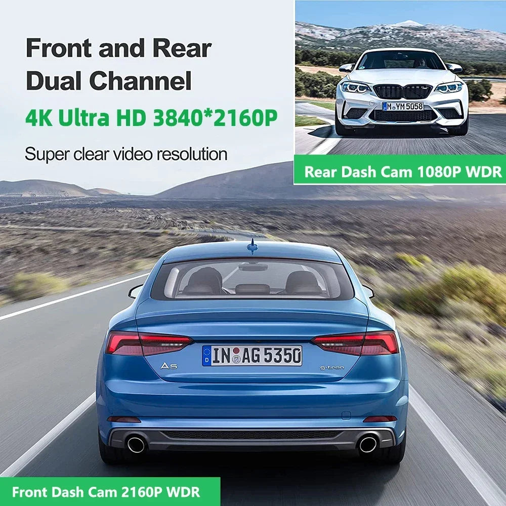 4K Car Rearview Mirror Dash Cam Wireless CarPlay Android Auto GPS Night Vision Video Camera Loop Recording 5G WiFi Parking Mode