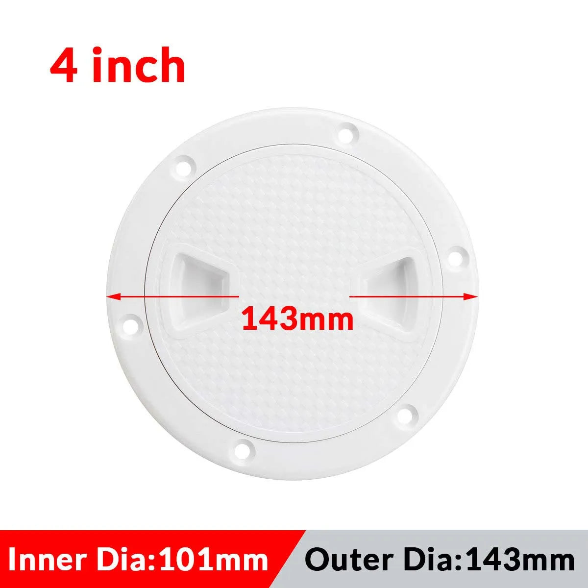 4/6/8 Inch ABS Plastic Round Deck Inspection Plate Hatch Cover Deck Plate Non Slip for Marine RV Yacht Boat Accessories White