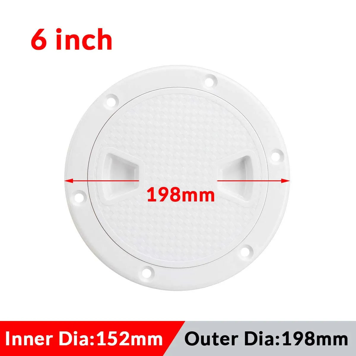 4/6/8 Inch ABS Plastic Round Deck Inspection Plate Hatch Cover Deck Plate Non Slip for Marine RV Yacht Boat Accessories White