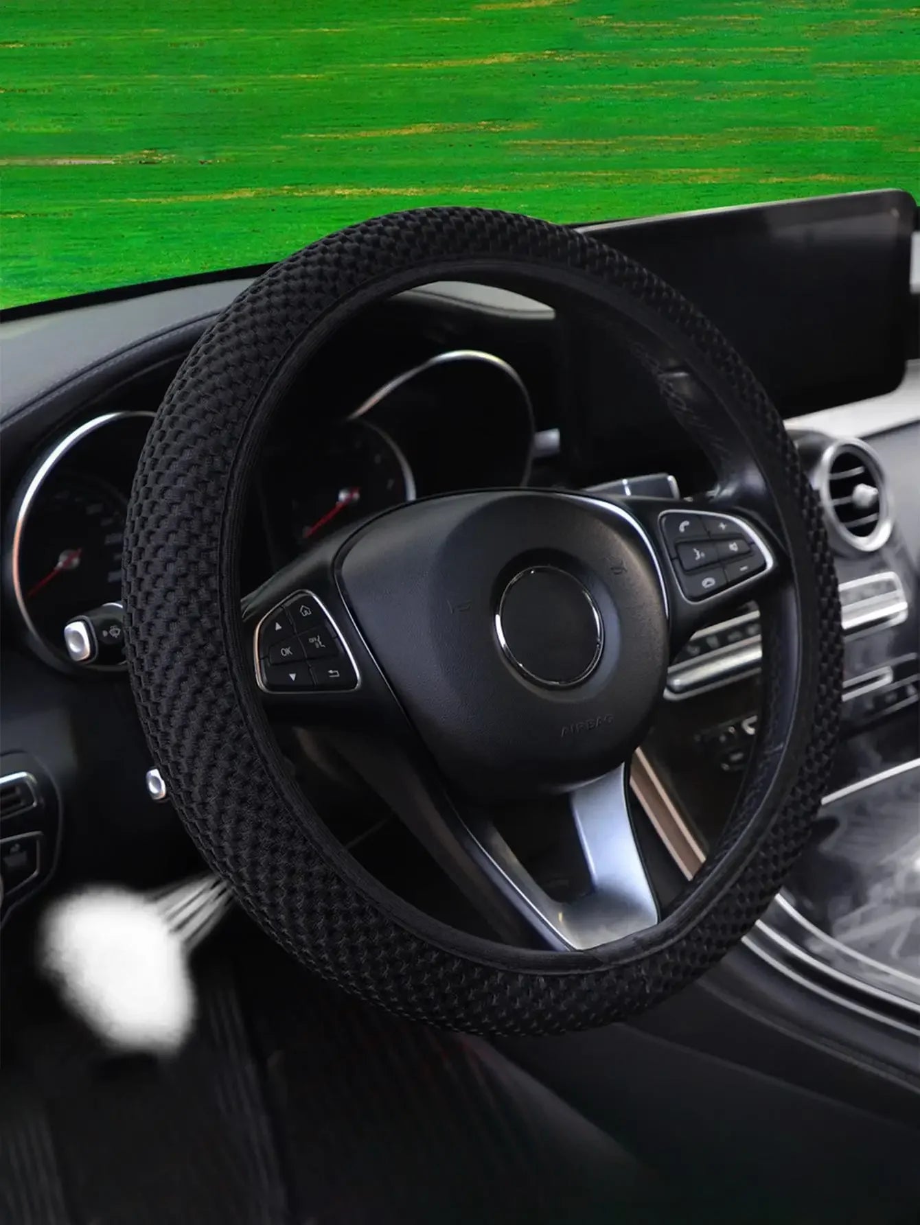 Summer Four Seasons Breathable Massage Comfortable Mesh Cloth Car Steering Wheel Cover Car Accessories For All Cars