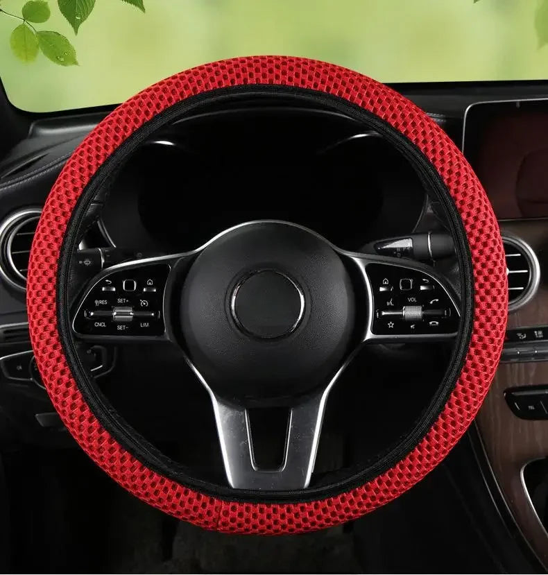 Summer Four Seasons Breathable Massage Comfortable Mesh Cloth Car Steering Wheel Cover Car Accessories For All Cars