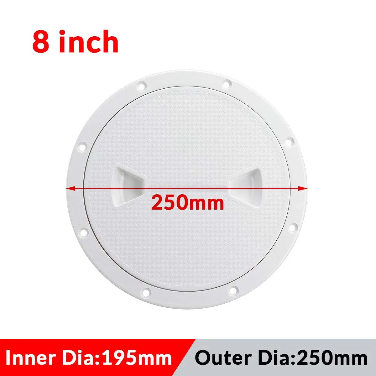 4/6/8 Inch ABS Plastic Round Deck Inspection Plate Hatch Cover Deck Plate Non Slip for Marine RV Yacht Boat Accessories White