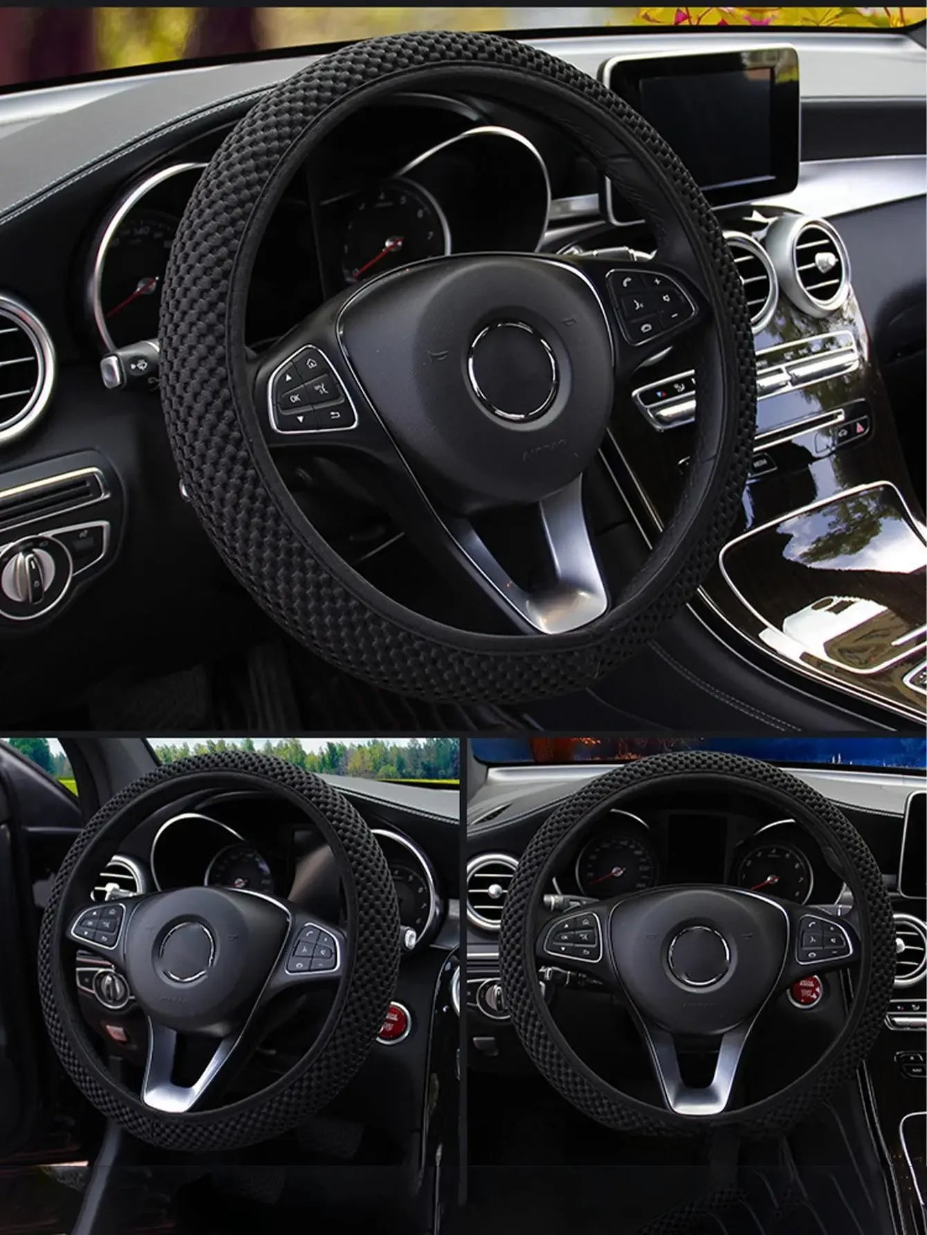 Summer Four Seasons Breathable Massage Comfortable Mesh Cloth Car Steering Wheel Cover Car Accessories For All Cars